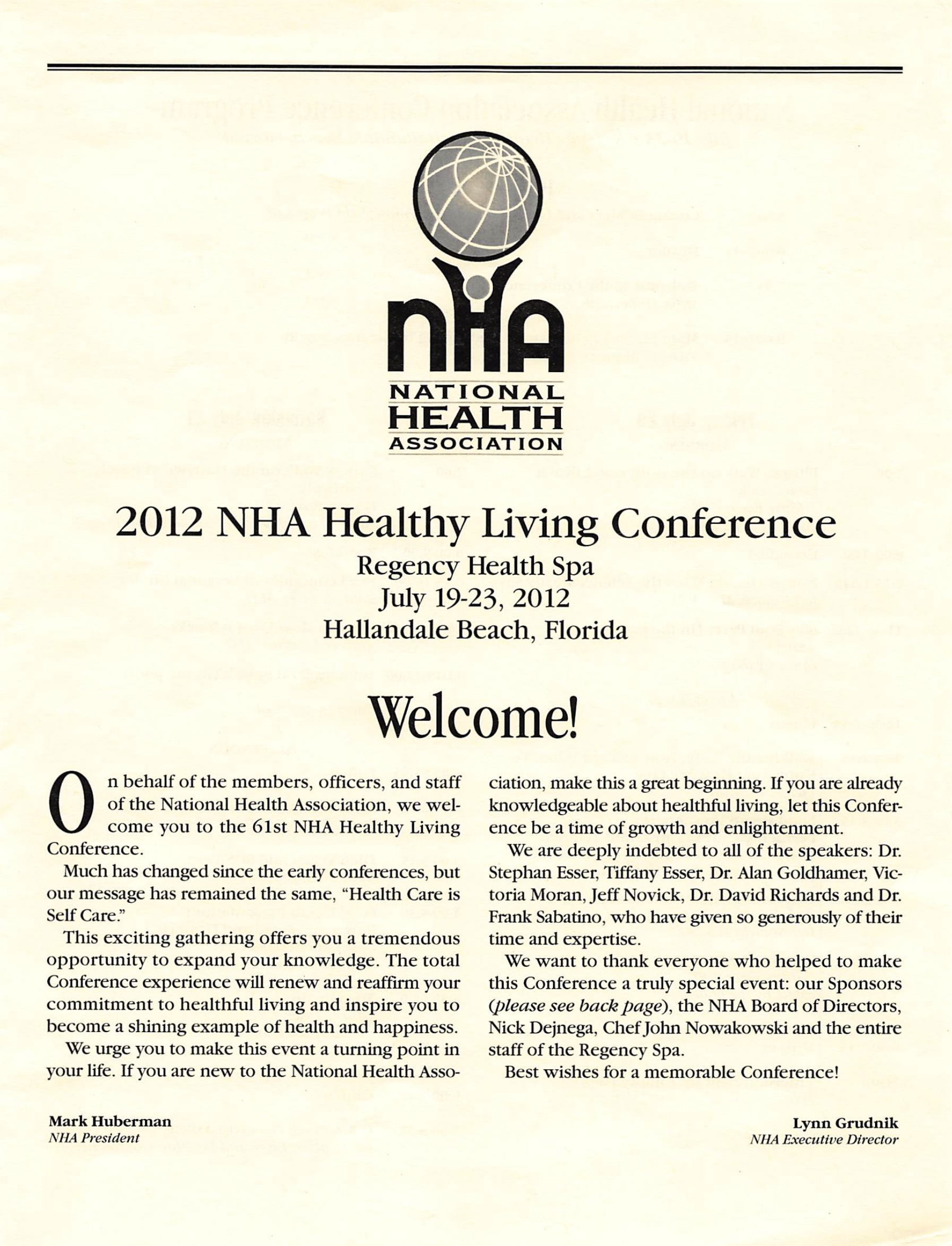 Conference Program. Hallandale, 2012